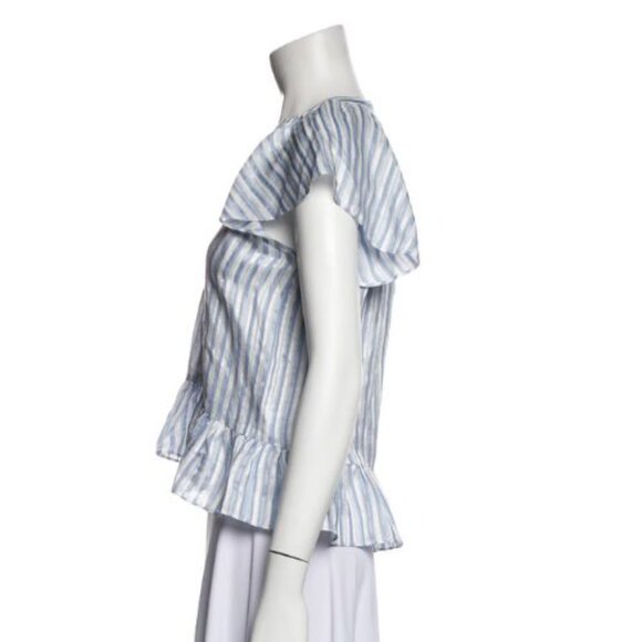 Veronica Beard Zee Striped Short Sleeve Blouse - Picture 7 of 8